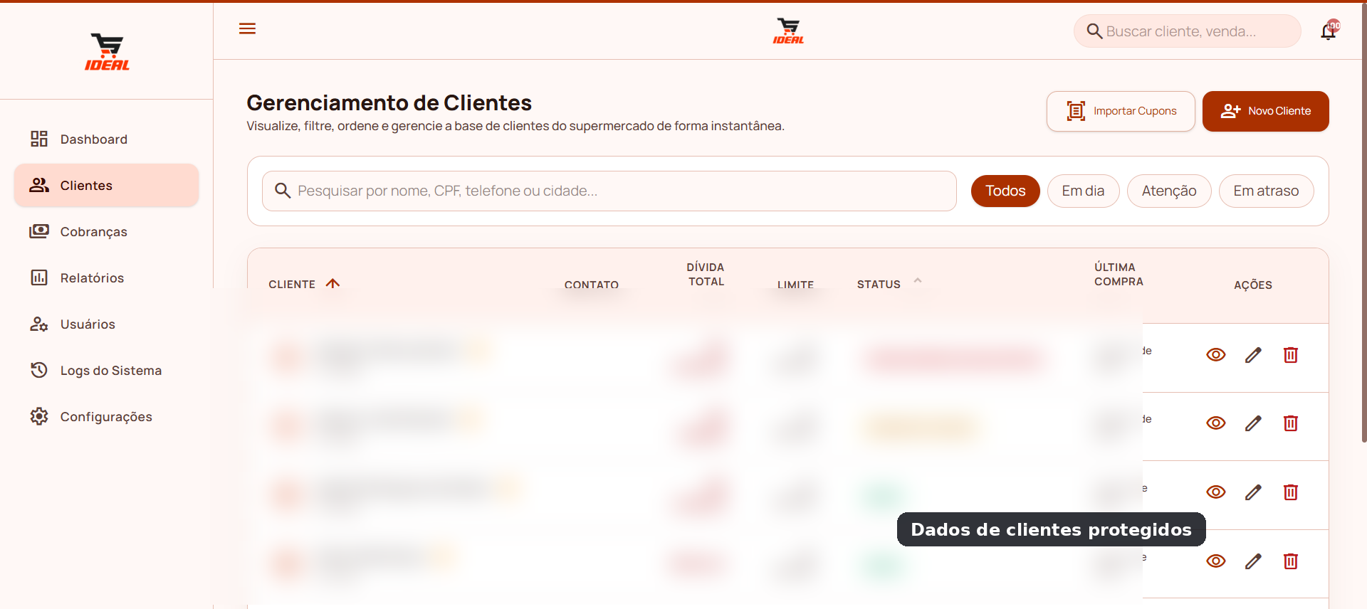 Gerenciamento de clientes